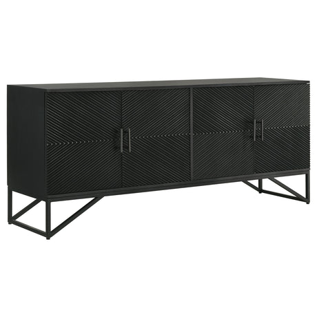 Furniture City Houma - Coaster - Riddell 4-door Wood Reeding Accent Cabinet Matte Black - 959631