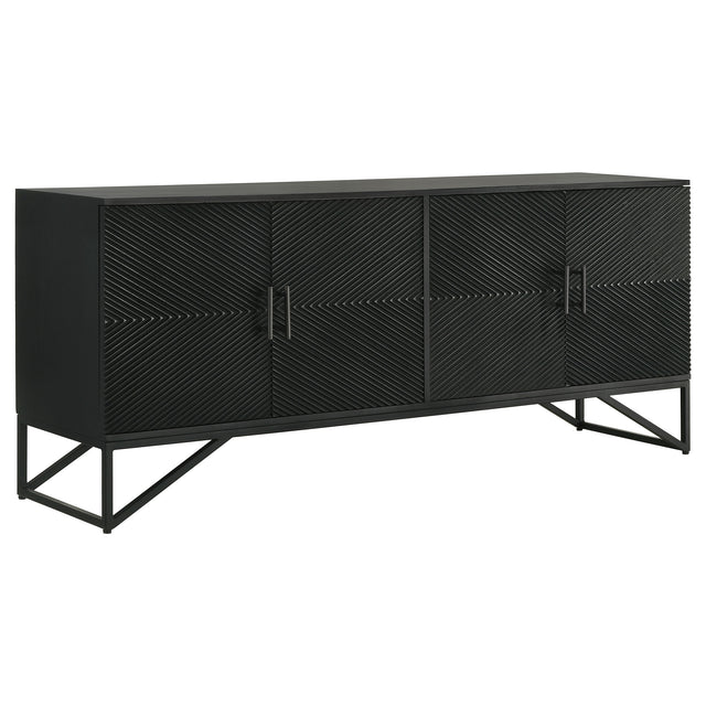 Furniture City Houma - Coaster - Riddell 4-door Wood Reeding Accent Cabinet Matte Black - 959631
