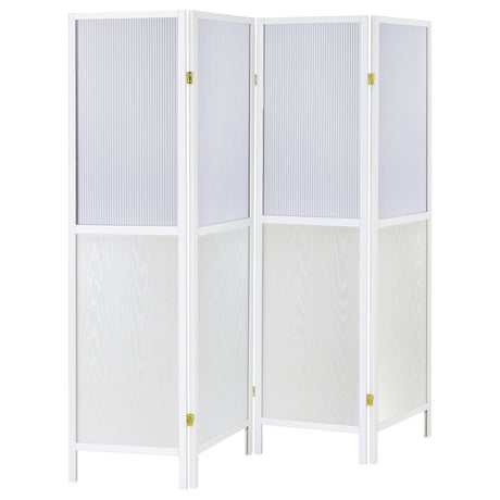 Furniture City Houma - Coaster - Mattison 4-Panel Room Divider Folding Shoji Screen White - 960122