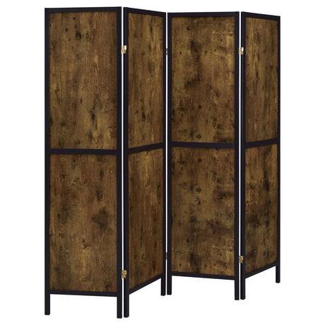 Furniture City Houma - Coaster - Deepika 4-Panel Room Divider Folding Screen Rustic Nutmeg - 961413