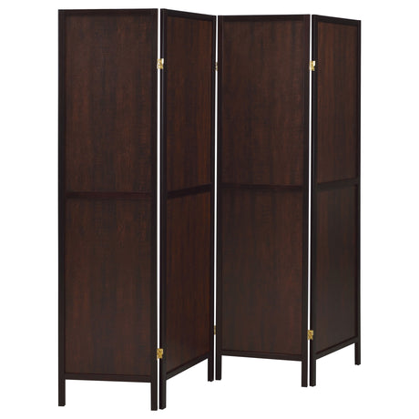 Furniture City Houma - Coaster - Deepika 4-Panel Room Divider Folding Screen Rustic Tobacco - 961414