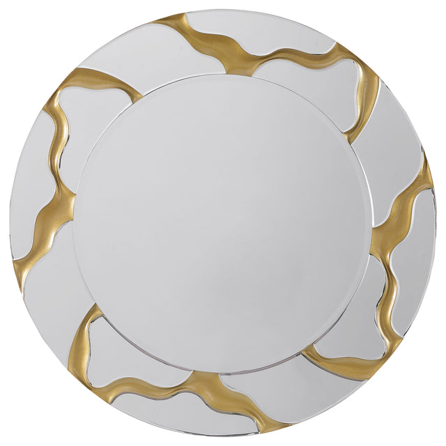 Furniture City Houma - Coaster - Dorinda 36 x 36 Inch Round Kintsugi Style Wall Mirror Gold - 961455