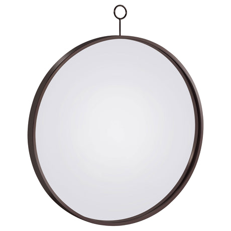 Furniture City Houma - Coaster - Gwyneth 30 x 35 Inch Round Wall Mirror Black Nickel - 961495