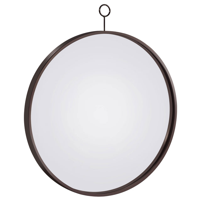 Furniture City Houma - Coaster - Gwyneth 30 x 35 Inch Round Wall Mirror Black Nickel - 961495