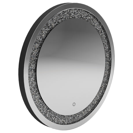 Furniture City Houma - Coaster - Landar 32 x 32 Inch Round LED Light Wall Mirror Silver - 961525