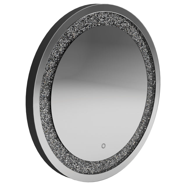 Furniture City Houma - Coaster - Landar 32 x 32 Inch Round LED Light Wall Mirror Silver - 961525