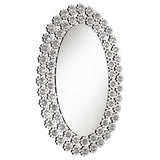Furniture City Houma - Coaster - Colleen 31 x 47 Inch Oval Wall Mirror Crystal Flowers Silver - 961615