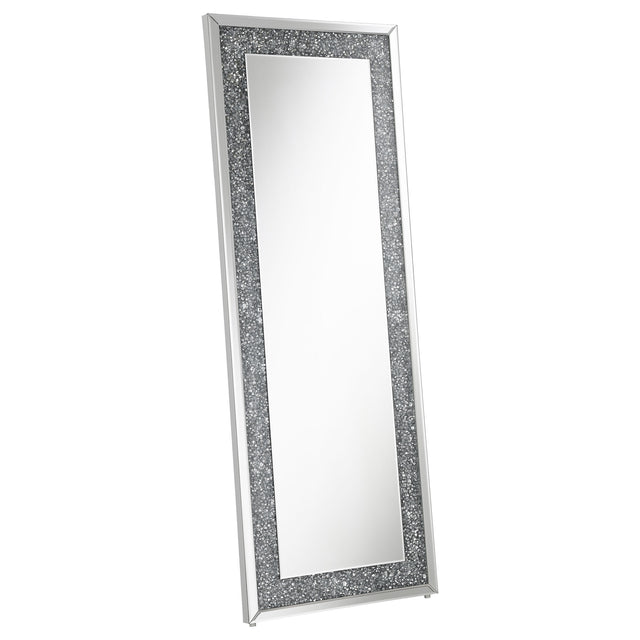 Furniture City Houma - Coaster - Valerie 24 x 63 Inch Acrylic Crystal Floor Mirror Silver - 961636