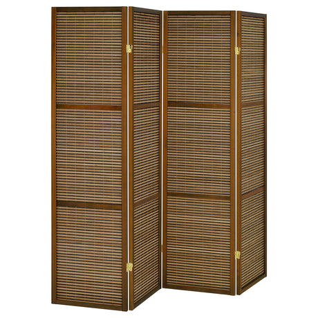 Furniture City Houma - Coaster - Browning 4-panel Bamboo Room Divider Folding Screen Walnut - 961638