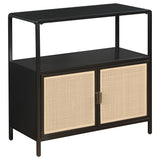 Furniture City Houma - Coaster - Amherst 2-door Radio Weave Cane Metal Accent Cabinet Black - 961641