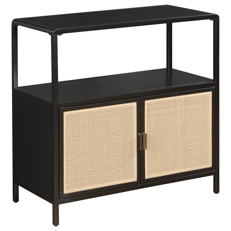 Furniture City Houma - Coaster - Amherst 2-door Radio Weave Cane Metal Accent Cabinet Black - 961641