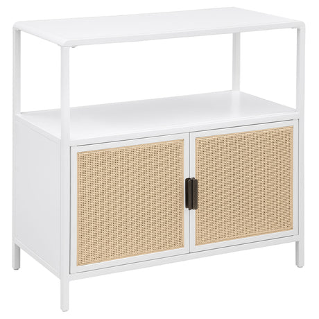 Furniture City Houma - Coaster - Amherst 2-door Radio Weave Cane Metal Accent Cabinet White - 961642
