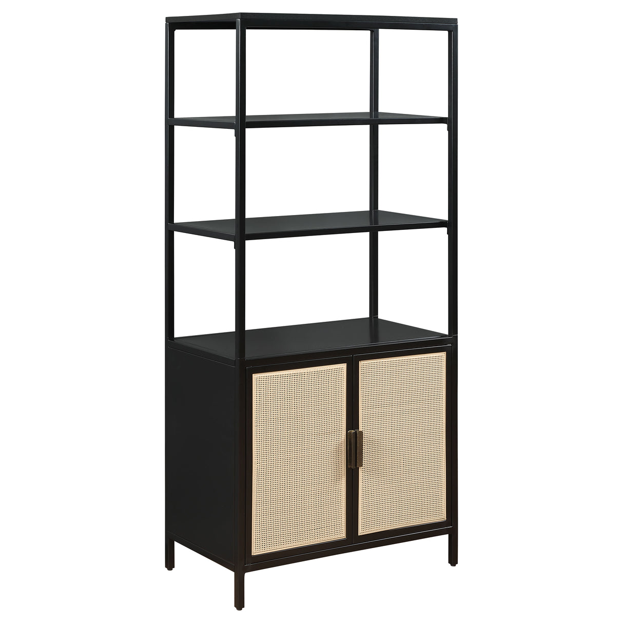 Furniture City Houma - Coaster - Amherst 3-shelf Radio Weave Cane Metal Accent Cabinet Black - 961651