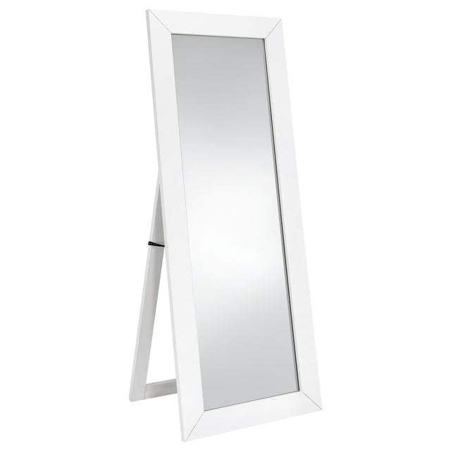 Furniture City Houma - Coaster - Cadence Tempered Glass Full Length Mirror White High Gloss - 961656