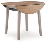 Harperfeld - Round Dining Room Drop Leaf Table - Natural / Gray