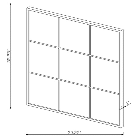 Quetzal 35 x 35 Inch Square Window Pane Wall Mirror Black