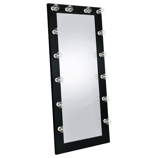 Furniture City Houma - Coaster - Zayan 32 x 71 Inch Floor Mirror LED Lighting Black Gloss - 969557