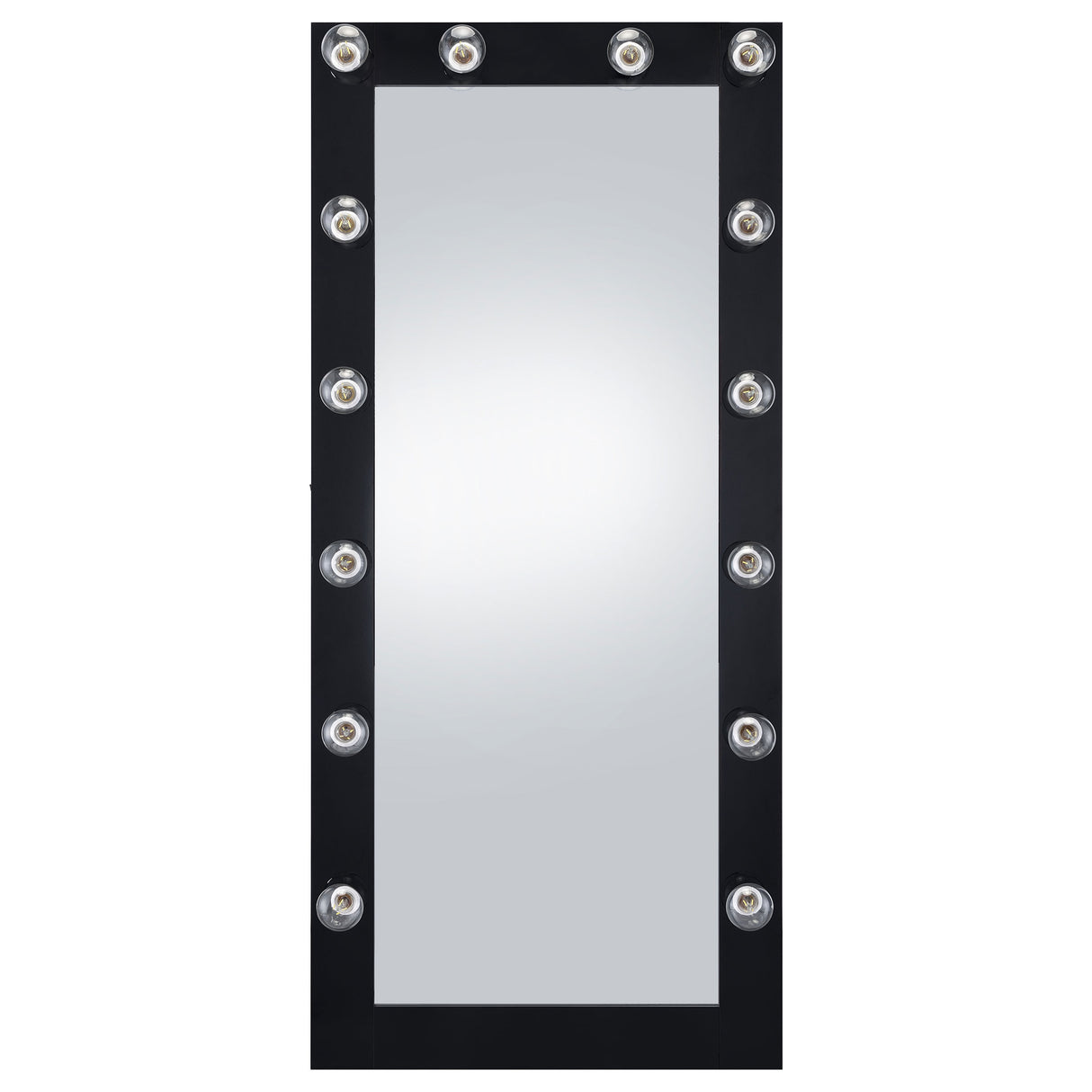 Zayan 32 x 71 Inch Floor Mirror LED Lighting Black Gloss