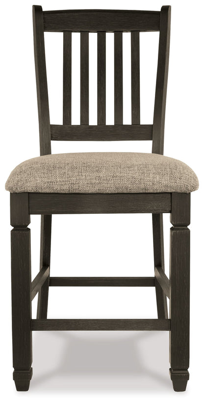 Tyler Creek - Upholstered Barstool (Set of 2) - Black / Grayish Brown