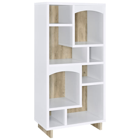 Furniture City Houma - Coaster - Dalton 65-inch 6-shelf Bookcase White and Distressed Pine - 980075