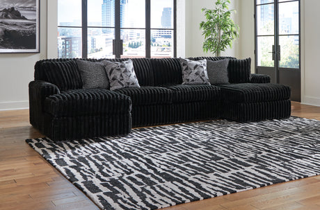 Furniture City Houma - Ashley Furniture - Midnight-Madness 3-Piece Sectional with Chaise - LAF 3-Piece Sectional with Chaise / Onyx - 98103S9