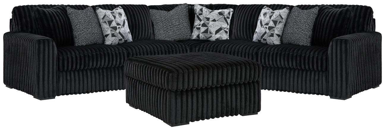 Furniture City Houma - Ashley Furniture - Midnight-Madness 3-Piece Sectional and Oversized Ottoman - 3-Piece Sectional and Oversized Ottoman - 98103U7