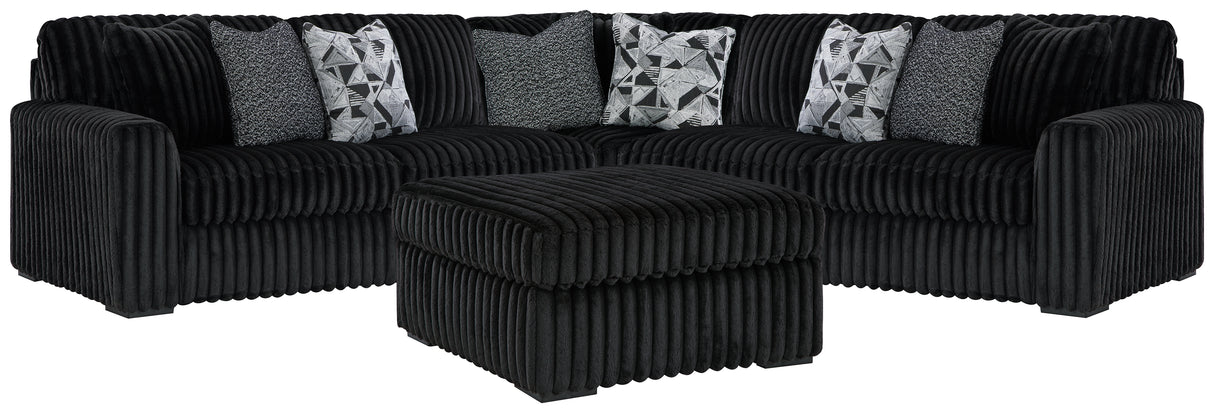 Midnight-Madness 3-Piece Sectional and Oversized Ottoman