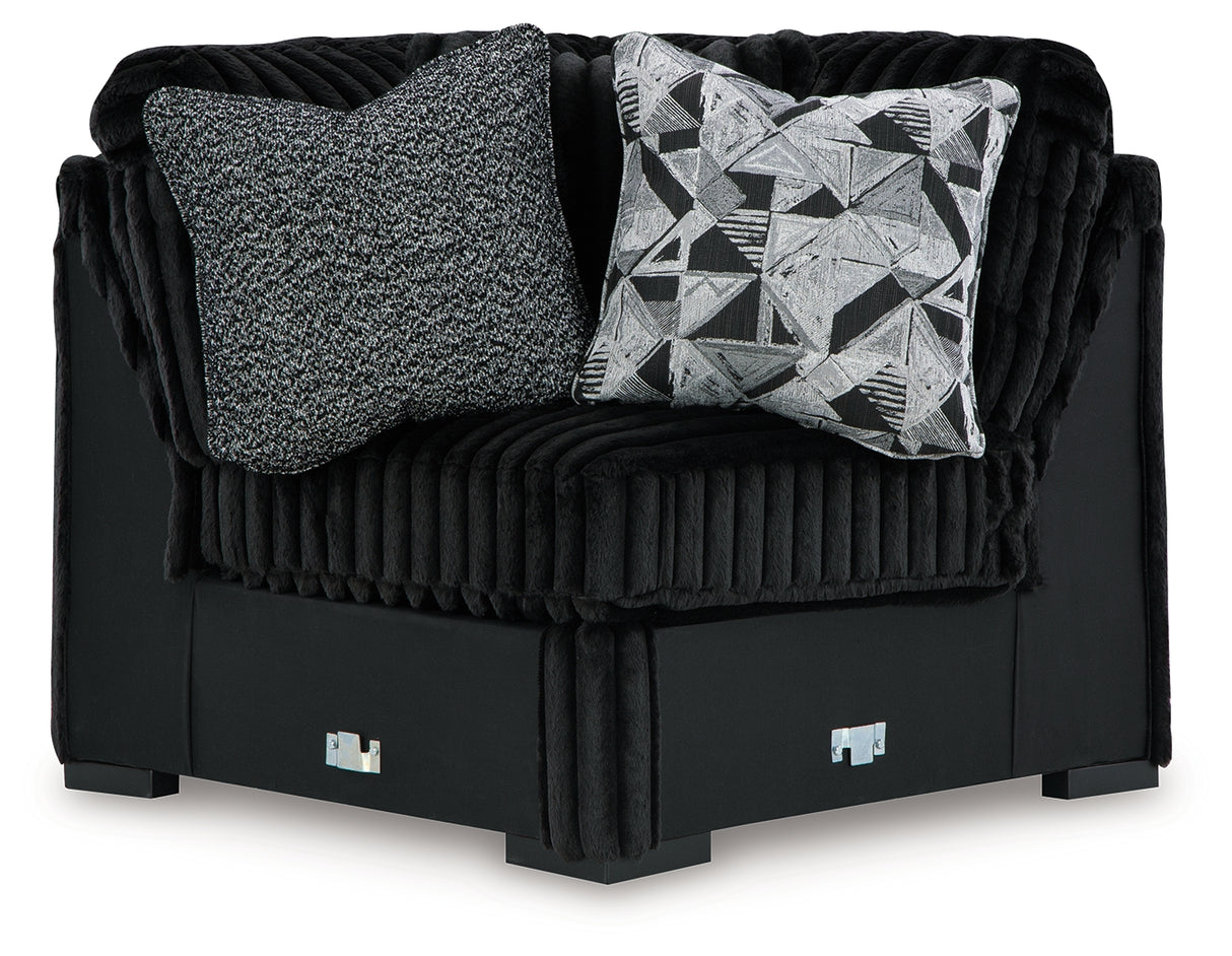 Midnight-Madness 4-Piece Sectional and Oversized Chaise