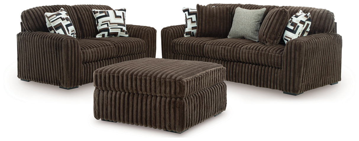Midnight-Madness Sofa, Loveseat and Oversized Accent Ottoman