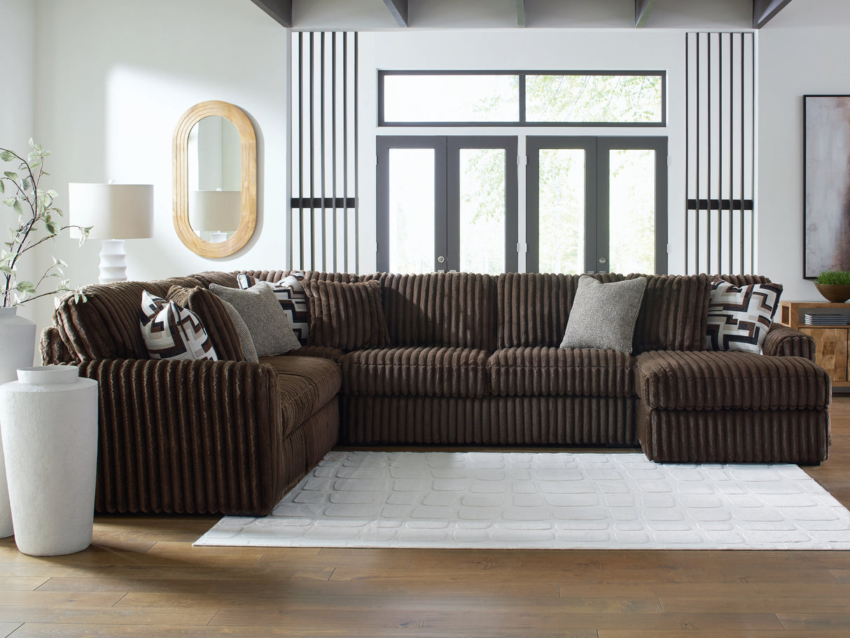 Furniture City Houma - Ashley Furniture - Midnight-Madness Sectional - LAF 4-Piece Sectional with Chaise / Chocolate - 98104S3