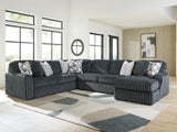 Furniture City Houma - Ashley Furniture - Midnight-Madness 4-Piece Sectional with Chaise - LAF 4-Piece Sectional with Chaise / Gunmetal - 98105S2