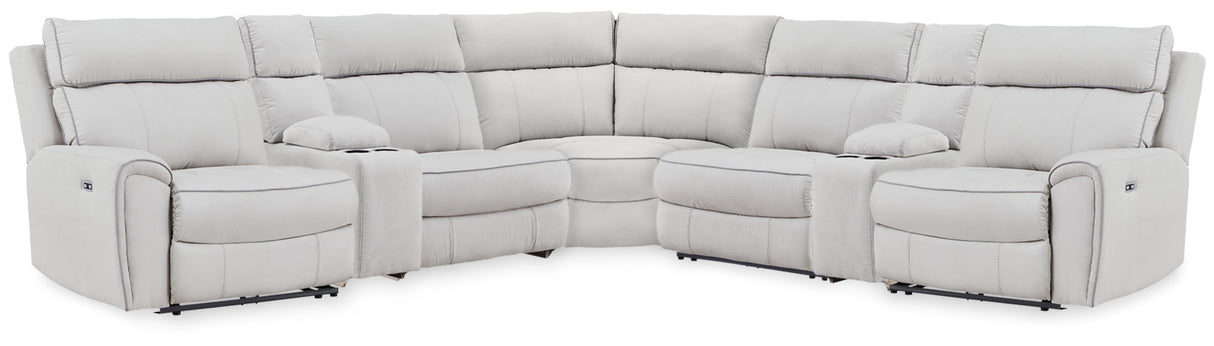 Furniture City Houma - Ashley Furniture - Social Pointe 7-Piece Reclining Sectional with Storage Consoles - 7-Piece Reclining Sectional with Storage Consoles - PC98802S34