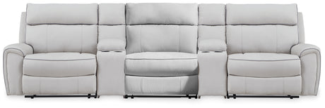 Social Pointe 5-Piece Reclining Sectional with Storage Consoles