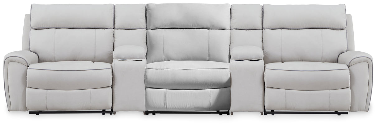Furniture City Houma - Ashley Furniture - Social Pointe 5-Piece Reclining Sectional with Storage Consoles - 5-Piece Reclining Sectional with Storage Consoles - PC98802S39
