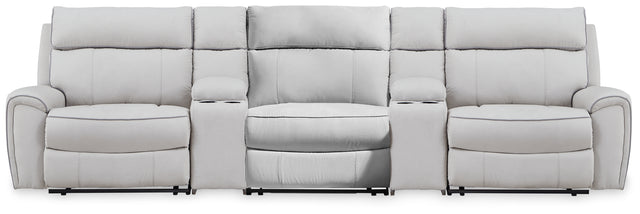 Furniture City Houma - Ashley Furniture - Social Pointe 5-Piece Reclining Sectional with Storage Consoles - 5-Piece Reclining Sectional with Storage Consoles - PC98802S39