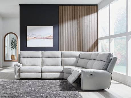 Furniture City Houma - Ashley Furniture - Social Pointe 5-Piece Power Reclining Sectional - 5-Piece Power Reclining Sectional / Pearl/Ash - PC98802S8