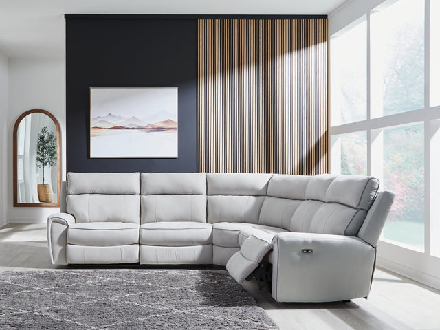 Furniture City Houma - Ashley Furniture - Social Pointe 5-Piece Power Reclining Sectional - 5-Piece Power Reclining Sectional / Pearl/Ash - PC98802S8