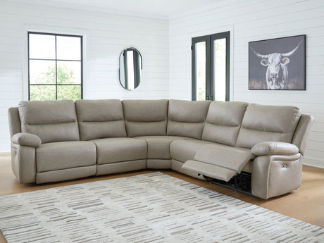 Furniture City Houma - Ashley Furniture - Narwhal Place 5-Piece Power Reclining Sectional - 5-Piece Power Reclining Sectional / Pebble - PC99201S8