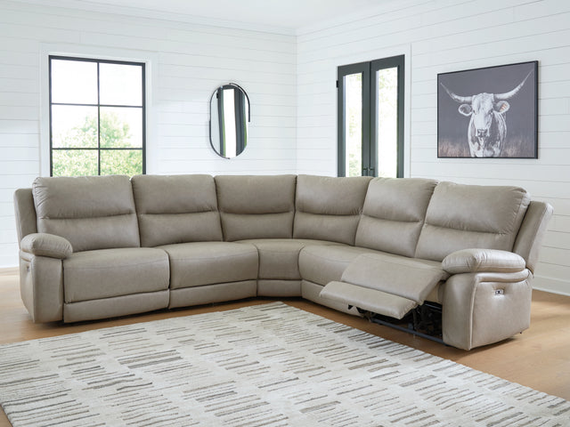 Furniture City Houma - Ashley Furniture - Narwhal Place 5-Piece Power Reclining Sectional - 5-Piece Power Reclining Sectional / Pebble - PC99201S8