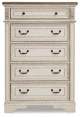Realyn - Five Drawer Chest - White / Brown / Beige