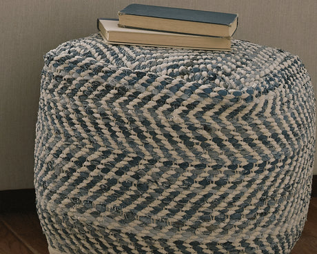 Furniture City Houma - Ashley Furniture - Chevron Pouf - Pouf / Blue - A1000445