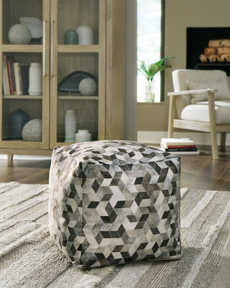 Furniture City Houma - Ashley Furniture - Albermarle Pouf - Pouf / Gray/Brown - A1000983