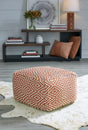 Furniture City Houma - Ashley Furniture - Brynnsen Pouf - Pouf / Rust/Ivory - A1001056