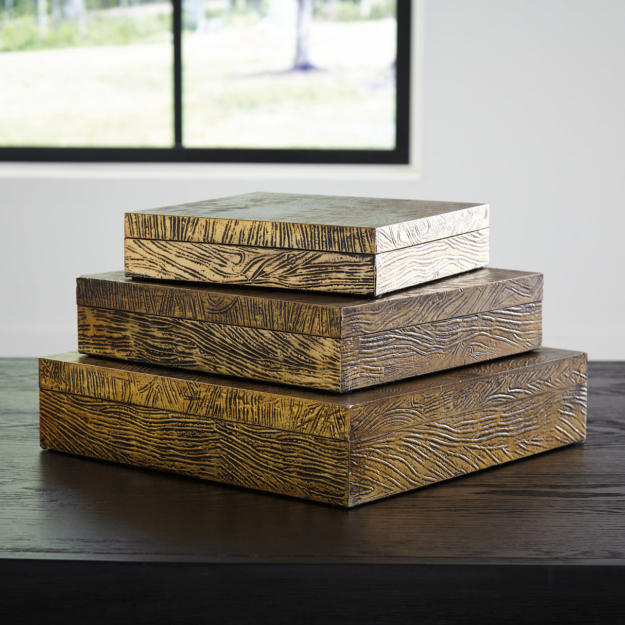 Furniture City Houma - Ashley Furniture - Keldy Box (Set of 3) - Box Set (3/CN) / Antique Brass Finish - A2000490