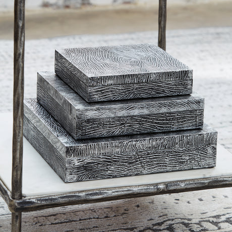 Furniture City Houma - Ashley Furniture - Keldy Box (Set of 3) - Box Set (3/CN) / Antique Pewter Finish - A2000491