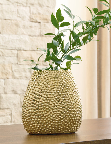 Furniture City Houma - Ashley Furniture - Efim Vase - Vase / Gold Finish - A2000575