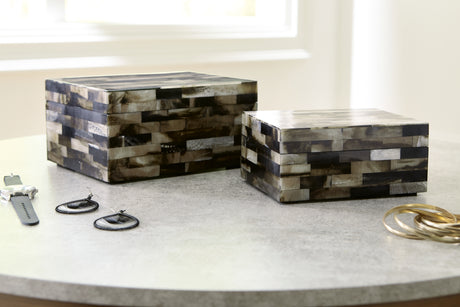 Furniture City Houma - Ashley Furniture - Ellford Box (Set of 2) - Box Set (Set of 2) / Black/Brown/Cream - A2000596