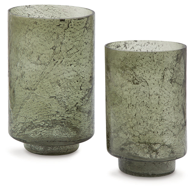 Furniture City Houma - Ashley Furniture - Clarkton Candle Holder Set (Set of 2) - Candle Holder Set (Set of 2) / Green - A2000623
