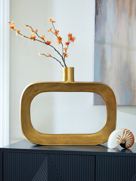 Furniture City Houma - Ashley Furniture - Lawtonville Vase - Vase / Antique Gold Finish - A2000751