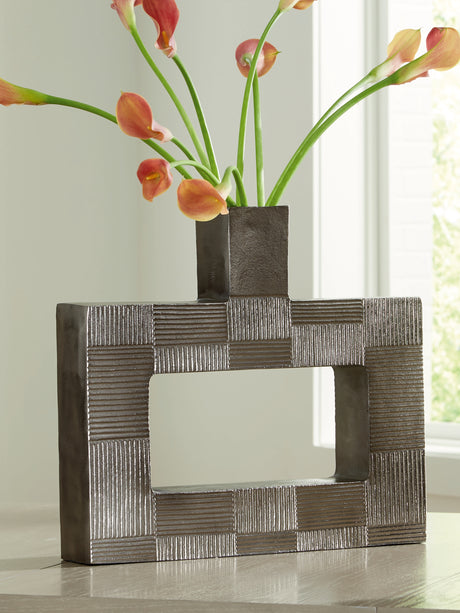 Furniture City Houma - Ashley Furniture - Wrengrove Vase - Vase / Antique Nickel Finish - A2000753